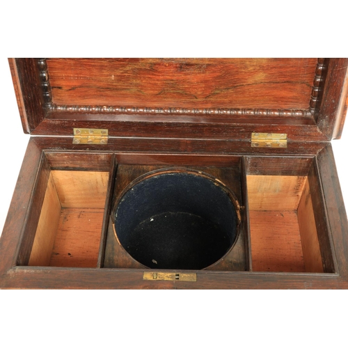 329 - A William IV rosewood Tea Caddy, of casket form with rectangular domed top with spring loaded secret... 