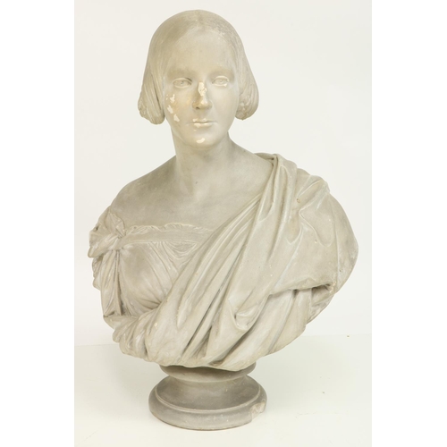 334 - A very good 19th Century plaster Bust of Lady Charlotte FitzGerald, wife of Augustus Frederick FitzG... 