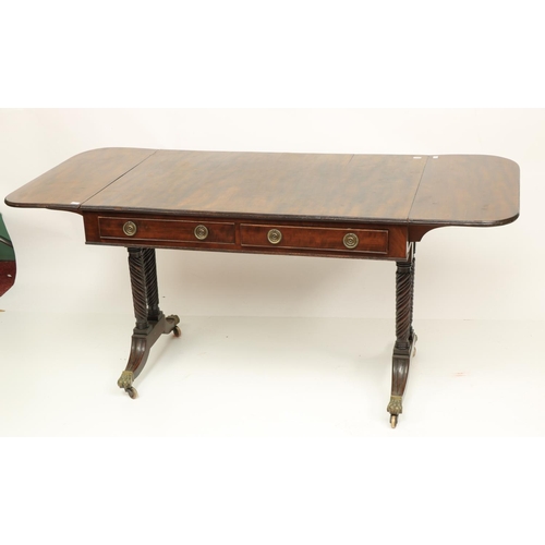 364 - A fine Regency period Irish mahogany Sofa Table, by Gillingtons, Dublin, No. 3630 stamped, the recta... 