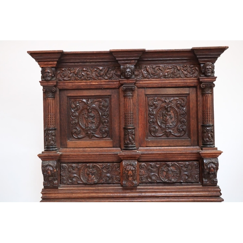 566 - An attractive 19th Century heavily carved Cupboard on Stand, in the Renaissance style, with double i... 