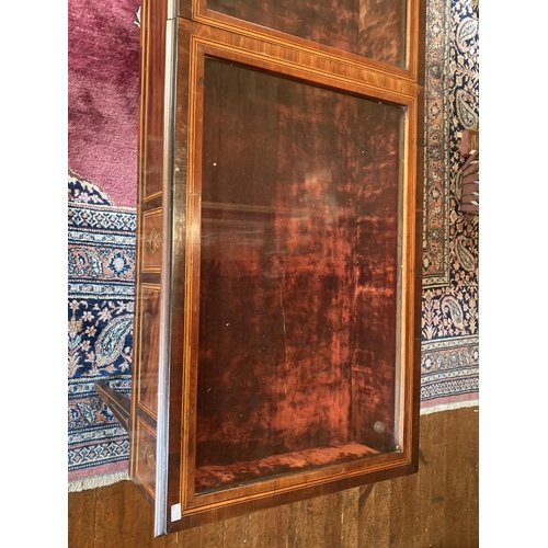 350 - A George IV period inlaid mahogany Spinet, converted to a large lift top display cabinet with glazed... 