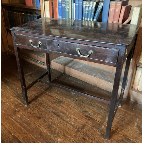 426 - A 19th Century mahogany Side Table, with rectangular top and frieze drawer with brass drop... 