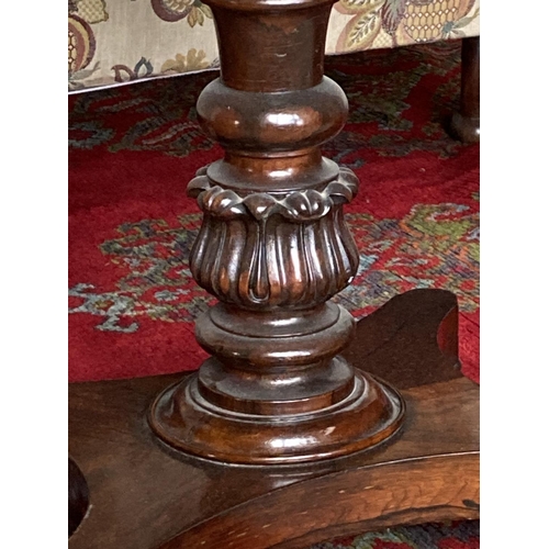 467 - A very attractive Irish William IV rosewood fold-over Card Table, the turned and carved pedestal ter... 