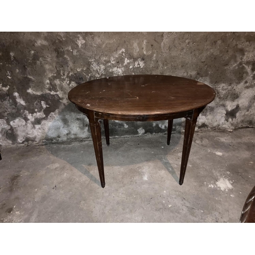 601 - A modern Regency style mahogany tripod Breakfast Table, another oval walnut Table on square fluted l... 