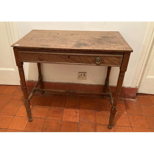 622 - A George IV period mahogany Side Table, with frieze drawer on four ring turned legs, 31