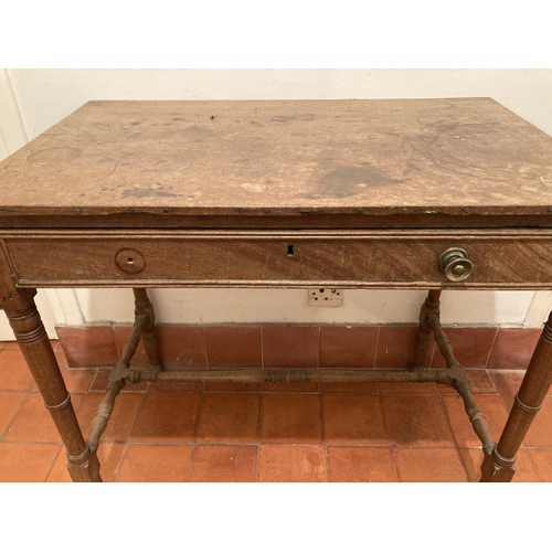 622 - A George IV period mahogany Side Table, with frieze drawer on four ring turned legs, 31