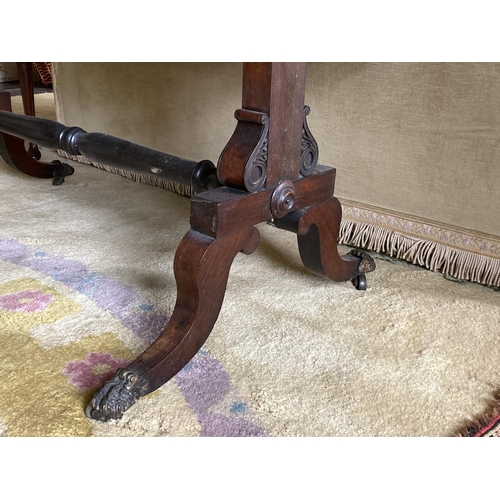 501 - A fine Irish late Regency rosewood Library Table, by Gillingtons of Dublin No. 40066, stamped on one... 