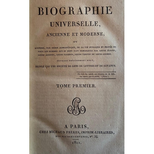 1 - Bindings:  Biographie Universelle Ancienne et Modern, Vols. 1 - 85, together 85 vols. 8vo Paris 1811... 