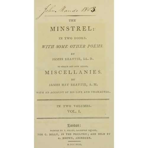 100 - Fine Bindings by Edwards of Halifax Binding  Beattie (James Hay) The Minstrel, in Two Books with som... 