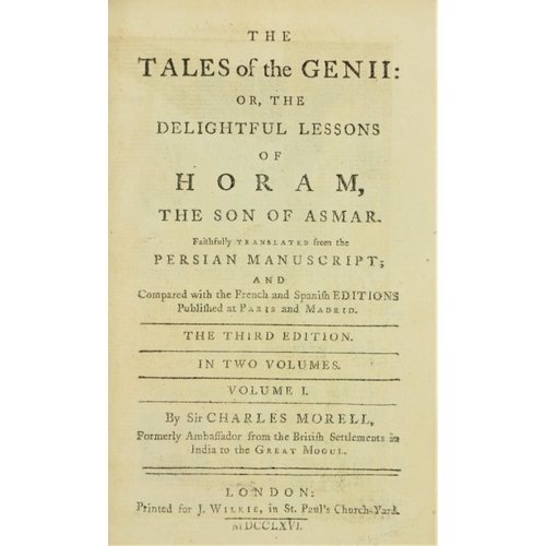 108 - Morell (Sir Chas.) The Tales of the Genii: or, The Delightful Lessons of Horam, The Son of Asmar, 2 ... 