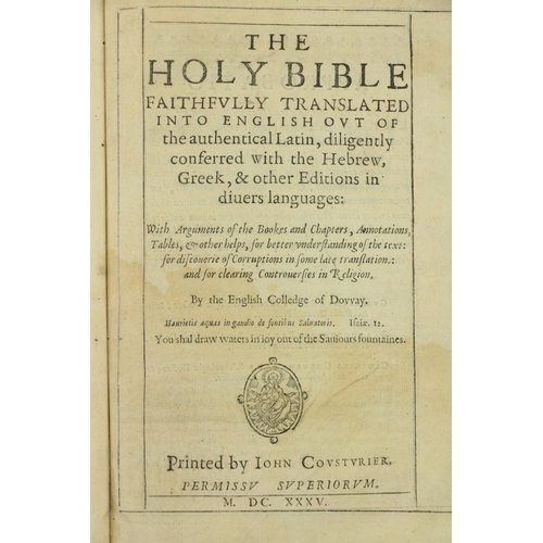 116 - Bible: Doway:  the Holy Bible, Faithfully Translated into English out of the authentical Latin, dili... 