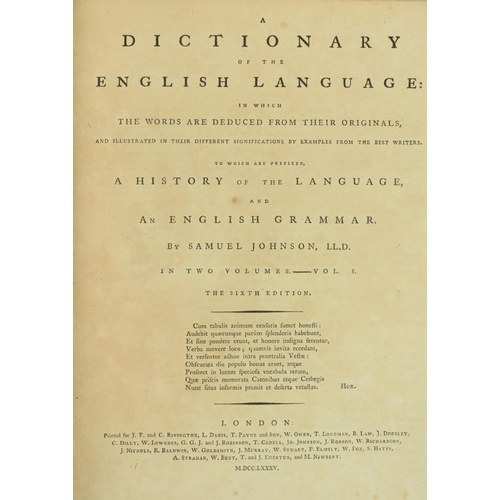 119 - Johnson (Samuel) A Dictionary of the English Language: 2 vols. lg. thick 4to Lond. 1785. Sixth Edn.,... 