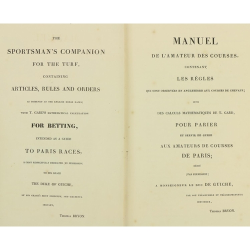 121 - In Fine Binding Horse Racing - Byron (Thomas) The Sportsman's Companion for the Turf, Containing Art... 