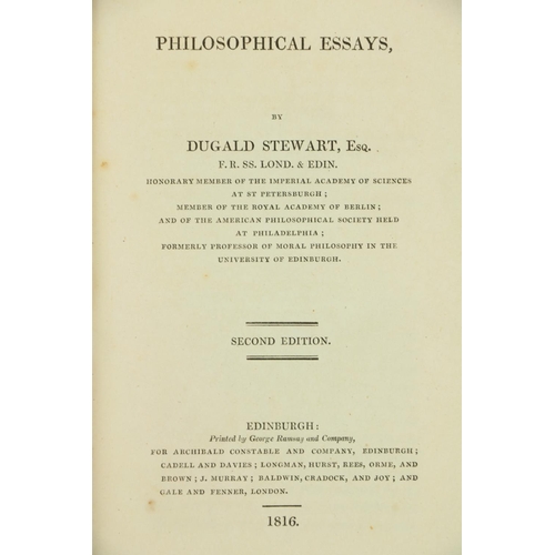 128 - Stewart (Dugold) Philosophical Essays, 8vo L. 1816. Second Edn., Hf. title, cont. calf, tooled gilt ... 