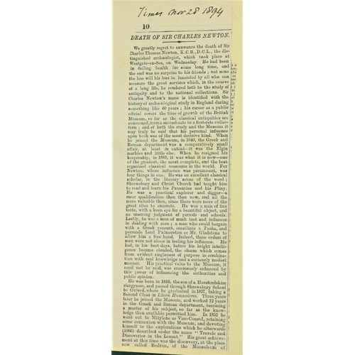 135 - With 6pp Manuscript Letter from the Author Newton (C.T.) Travels and Discoveries in the Le... 