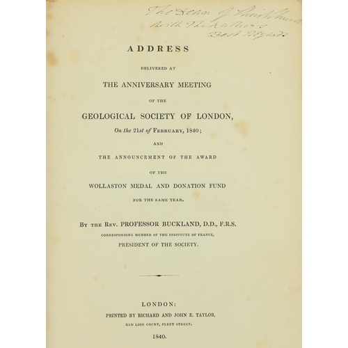 137 - All Presentation Copies Buckland (Prof.) Address Delivered at The Anniversary Meeting of the Geologi... 