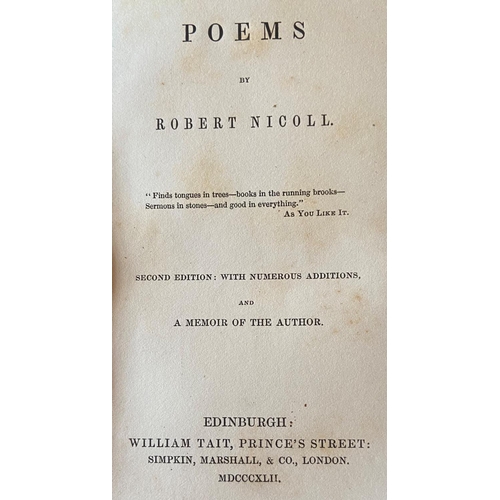 64 - Scottish Poetry: Nicoll (Rob.) Poems, 12mo Edin. 1842. Second, mor. backed boards; Buchanan (Rob. W.... 