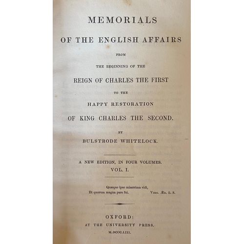 69 - Bindings:  Whitelock (Bulstrade) Memorials of the English Affairs, 4 vols. 8vo Oxford (Uni. Press) 1... 