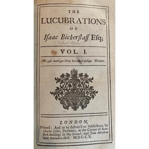 87 - [Addison (J.) & Steele (R.)] The Lucubration's of Isaac Bickerstaff Esq., 2 vols. 8vo Lond. [Pri... 