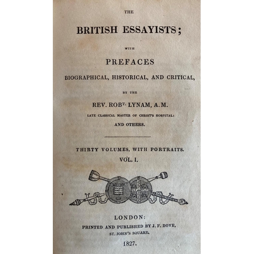 88 - Bindings:  Lynam (Rev. R.) The British Essayists: 30 vols. Sm. 8vo L. 1827. some engd. ports., cont.... 