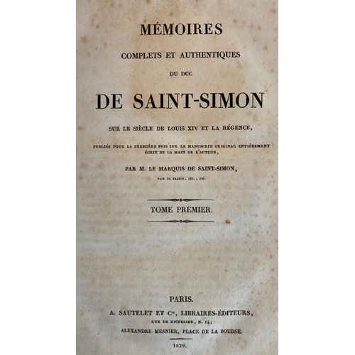 88A - Bindings:  Saint-Simon (Marquis de) Memoires Complets et Authentiques de Duc de Saint Simon, Sur le ... 