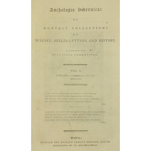 90 - Periodical:  Anthologia Hibernica: or Monthly collections of Science Belles - Lettres and History, 4... 