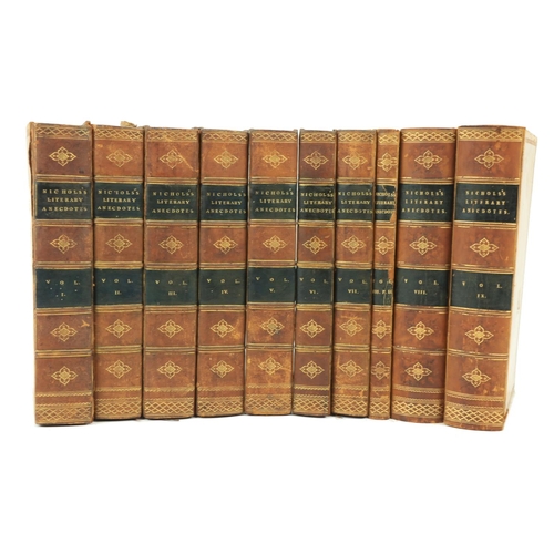 93 - Bowyer (Wm.) & Nichols (John) Literary Anecdotes of the Eighteenth Century; 9 vols. in 10, 8vo L... 