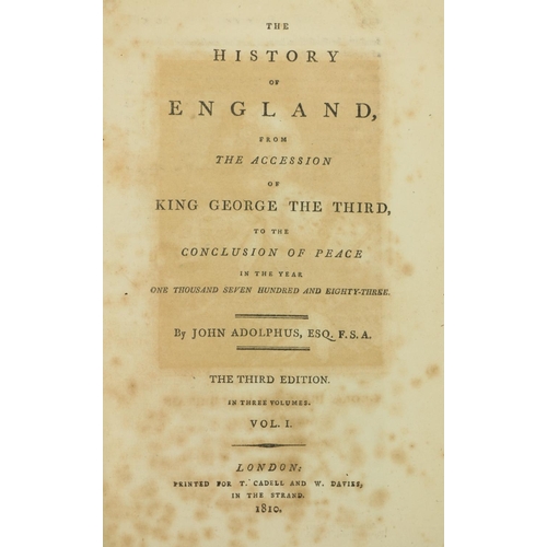 94 - Adolphus (J.) The History of England, 3 vols. 8vo L. 1810, full mor.; Macpherson (James) The Poems o... 