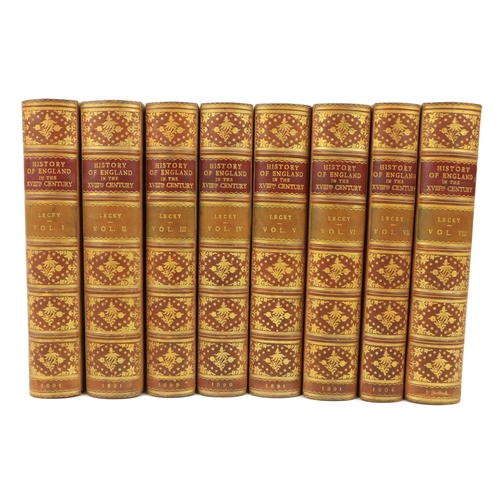 98 - Bindings:  Lecky (Wm. Ed. Hartpole) A History of England, in the Eighteenth Century, 8 vols. roy 8vo... 