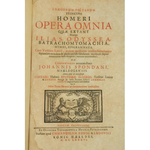 439 - Spondani (Johannis) Graecorum Poetarum Principis Homeri Opera Omnia Quae Extant, Lg. folio Basl... 