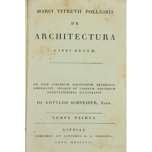 457 - Schneider (Jo. Gottob)ed. Marci Vitruvii Pollionis De Architectura Liri Decem, 3 vols. in One, ... 