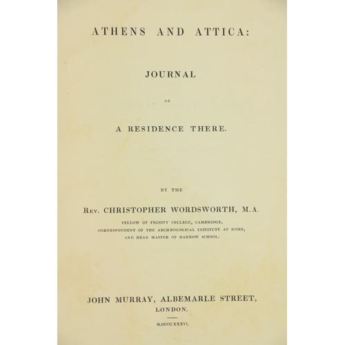 465 - Presentation Copy with Letter from Author Wordsworth (Christopher) Athens and Attica: Jour... 