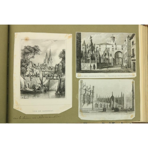 672 - Scrap Albums:  Two very good large folio Scrap Albums of early 19th Century litho views, m... 