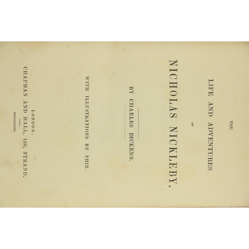 854 - Dickens (Charles) The Life and Adventures of Nicholas Nickleby, 8vo Lond. (Chapman & Hall) 1839.... 