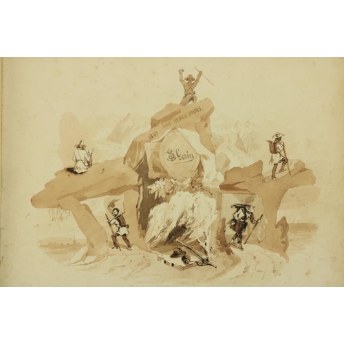 890 - S. Gorin, c. 1840's Watercolour Album:  Mes Beaux Jours, 1847, A very good large oblong folio Album,... 