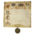 Magnificent Illuminated Charter, 1767 Manuscript:  Royal Letters patent of George III, dated Septemb... 