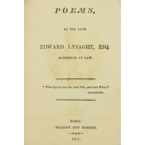 689 - Lysaght (Ed.) Poems, by the Late Edward Lysaght, Esq., Barrister at Law, 8vo D. (Gilbert and Hodges)... 