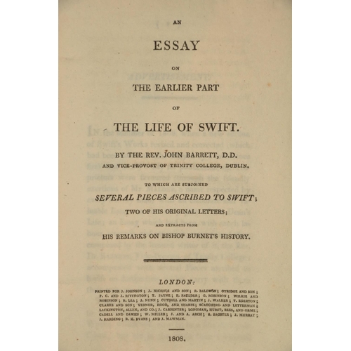 621 - Jonathan Swift Interest:  Barrett (Rev. J.) An Essay on the Earlier Part of the Life of Swift, 8vo L... 