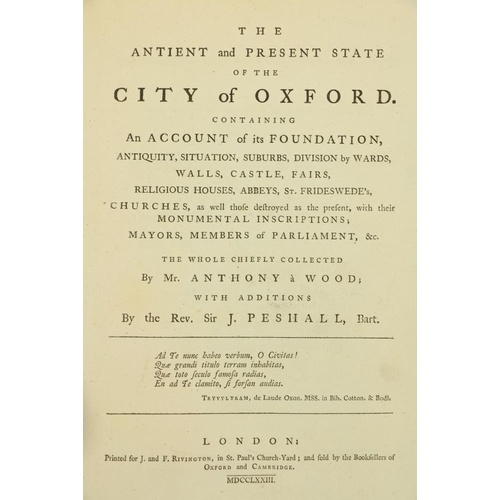 871 - Peshall (Rev. Sir J.) & Wood (A.) The Antient and Present State of the City of Oxford, Lg. 4to L... 