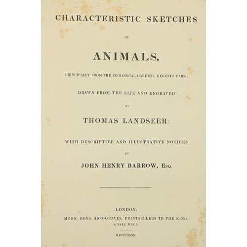 893 - Engraved Plates:  Landseer (Thos.) Characteristic Sketches of Animals, with descriptions ... by John... 