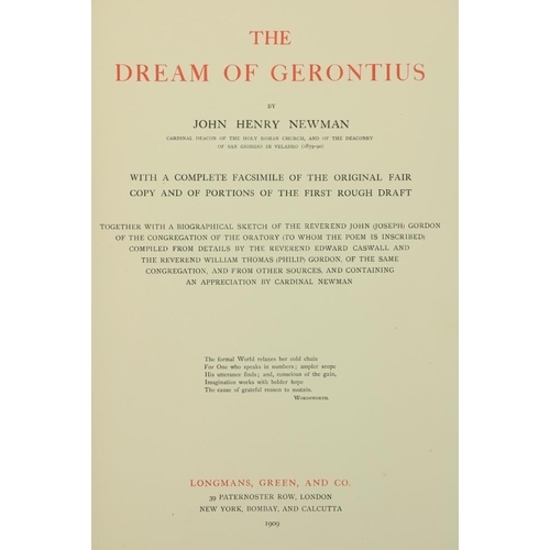 1076 - Limited Edition Newman (St. John Henry) The Dream of Gerontius, .. with a Complete Facsimile of the ... 