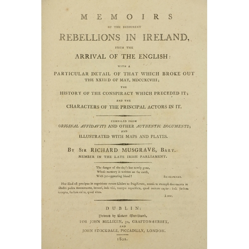 59 - 1798: Musgrave (Richard) Memoirs of the Different Rebellions in Ireland, lg. 4to D. 1801. First Edn.... 
