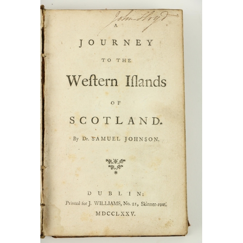 6 - Johnson (Samuel) A Journey to the Western Islands of Scotland, 12mo D. (for J. Williams) 1... 