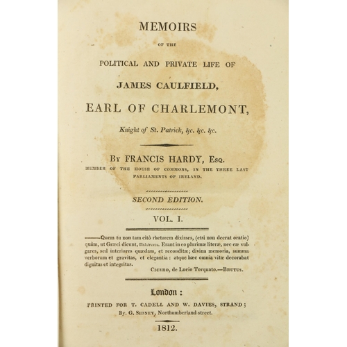 80 - Hardy (F.) Memoirs of the Political and Private Life of James Caulfield, Earl of Charlemont, 2 vols.... 