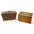 A 19th Century rectangular inlaid mahogany casket shaped Tea Caddy, with brass ring handles and bras... 