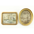 A rare late 18th Century small oval Picture on silk, 