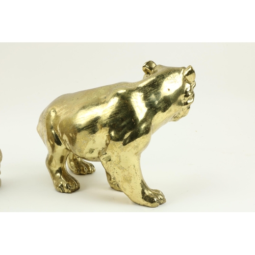 27 - A heavy brass Figure, modelled as a bear; and an early 19th Century Middle Eastern alabaster Carving... 