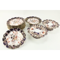 An attractive Copeland China Dessert Service, 15 pieces, 12 Plates (3 dam), and 3 similar Comports, ... 