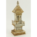 A 19th Century Oriental etched ivory and bone Pagoda Shrine, the upper portion with two carved and p... 