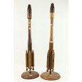 A very unusual matching pair of tall Table Ornaments, constructed to a rocket design, each part turn... 